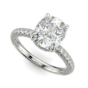 Sonya Cushion Cut Pave Hidden Halo Engagement Ring Setting - Nivetta